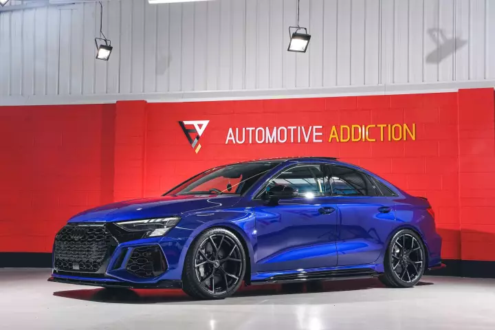 Audi RS3 Sedan (8Y) painted in San Marino Blue