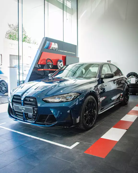 BMW M3 (G80) painted in Aegean Blue