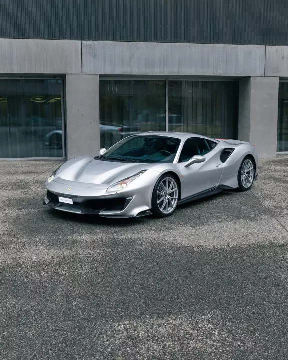 Ferrari 488 Pista painted in Argento Nurburgring