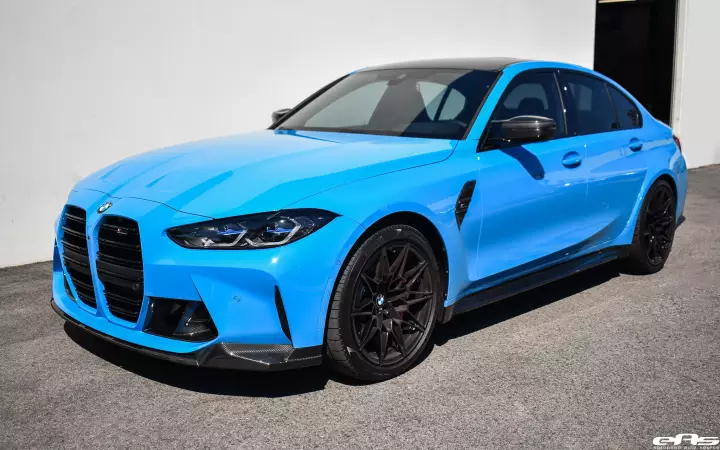 BMW M3 (G80) painted in Mexico Blue