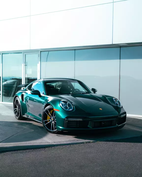 Porsche 911 Turbo S (992.1) painted in Porsche Racing Green Metallic