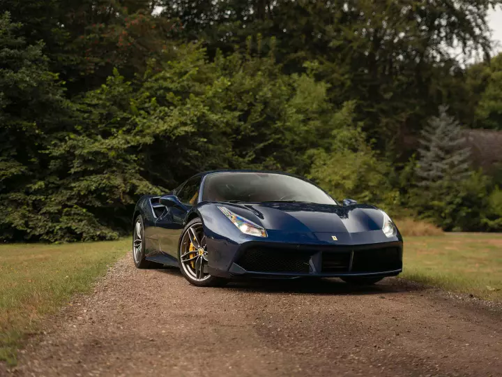 Ferrari 488 GTB painted in Blu Tour de France
