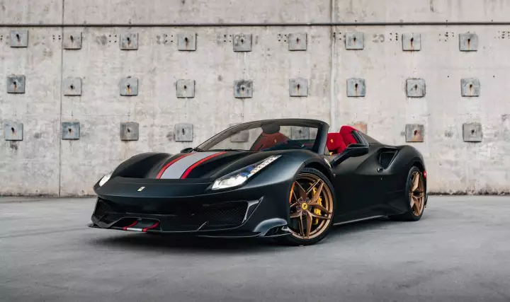 Ferrari 488 Pista Spider painted in Nero DS Opaco