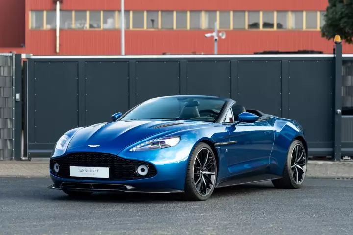 Aston Martin Vanquish Zagato Volante painted in Ming Blue