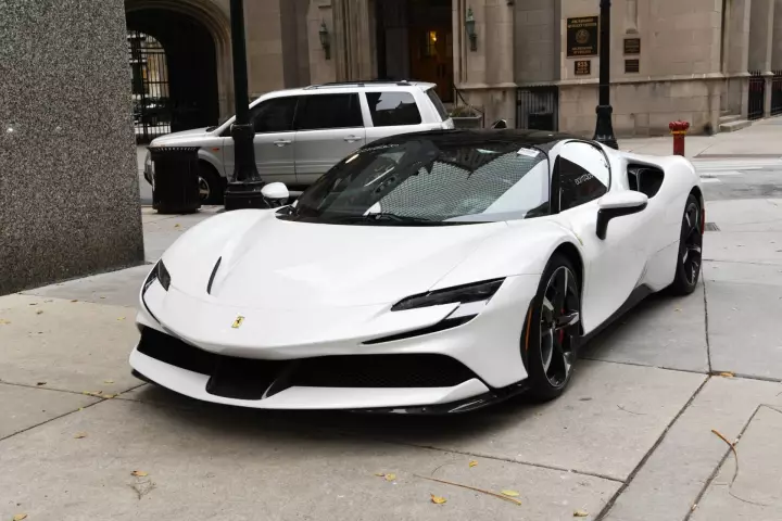 Ferrari SF90 Stradale painted in Bianco Sanae and Nero DS