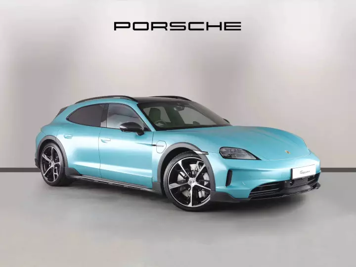 Porsche Taycan Cross Turismo painted in Ipanema Blue Metallic