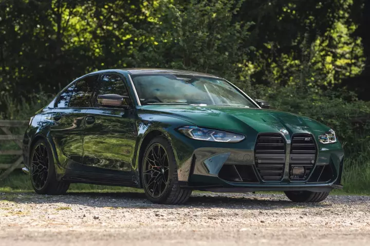 BMW M3 (G80) painted in British Racing Green