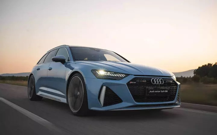 Audi RS6 Avant (C8) painted in Frosted Glass Blue