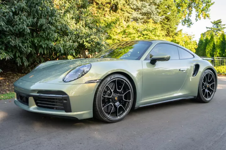 Porsche 911 Turbo S (992.1) painted in Urban Bamboo Chromaflair