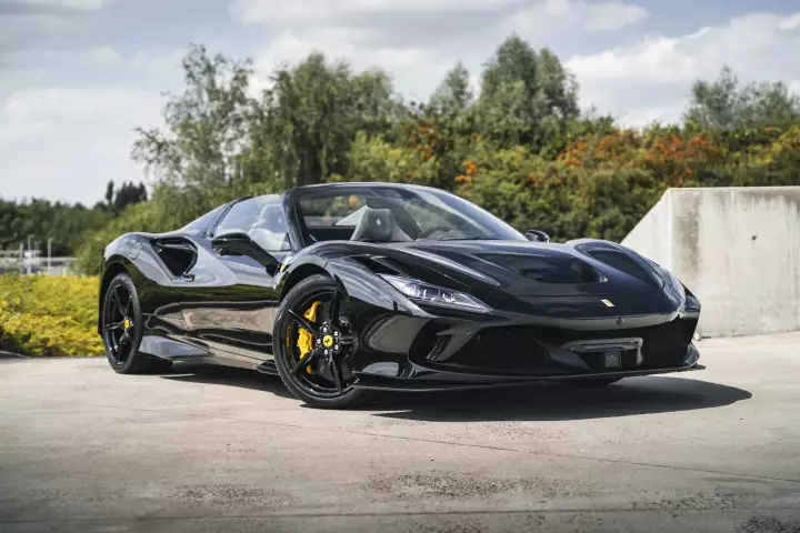 Ferrari F8 Spider painted in Nero Daytona