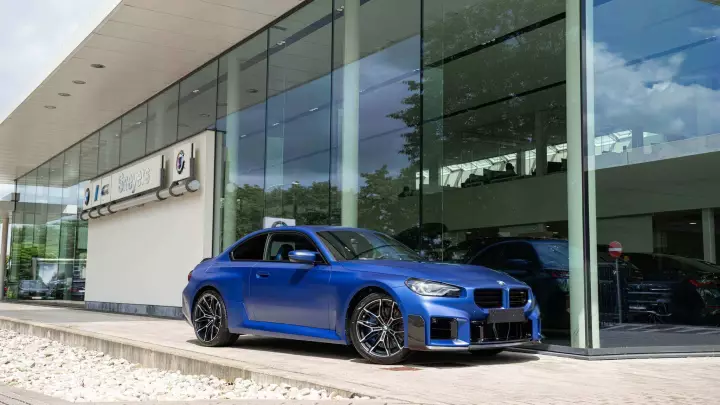 BMW M2 (G87) painted in Frozen Portimao Blue