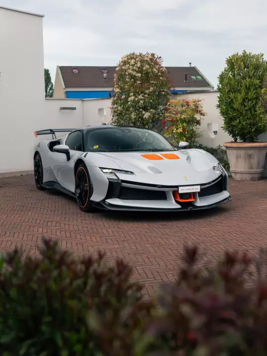 Ferrari SF90 XX Stradale painted in Bianco Artico
