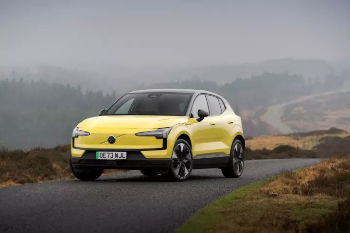 Volvo EX30 painted in Moss Yellow
