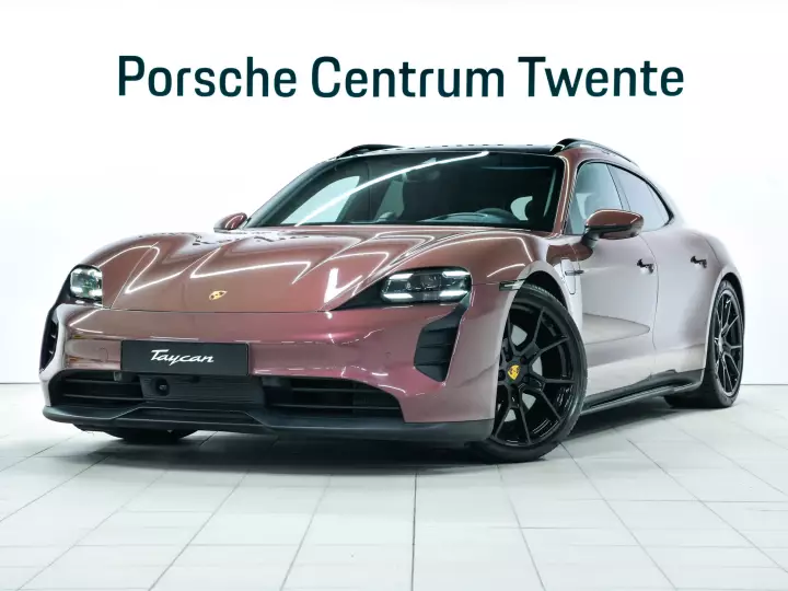 Porsche Taycan Sport Turismo painted in Allium Red Metallic