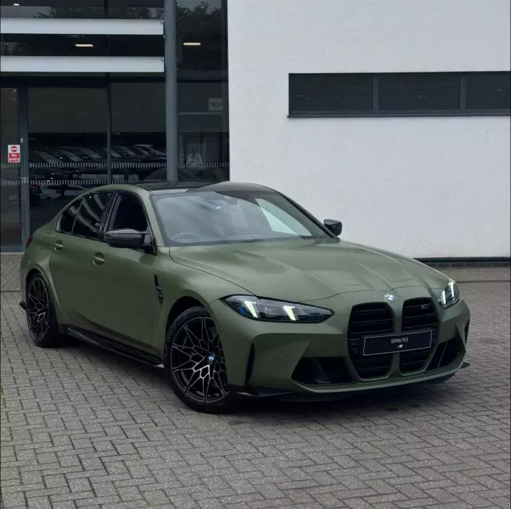 BMW M3 (G80) painted in Frozen Urban Green