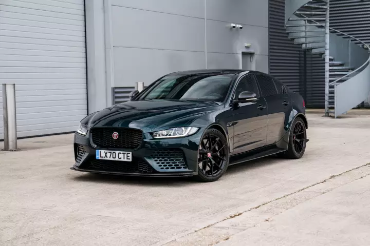 Jaguar XE SV Project 8 painted in British Racing Green