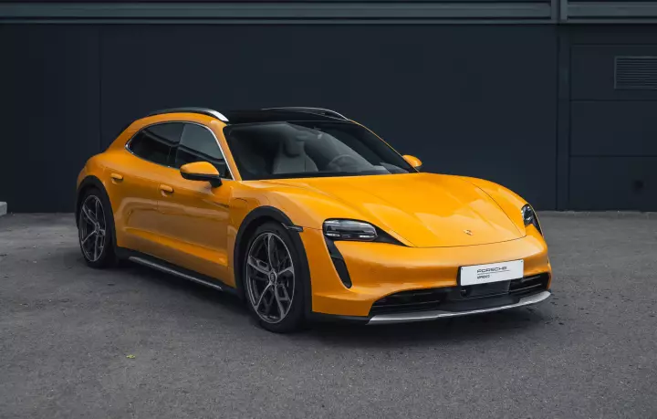 Porsche Taycan Cross Turismo painted in Bahama Yellow