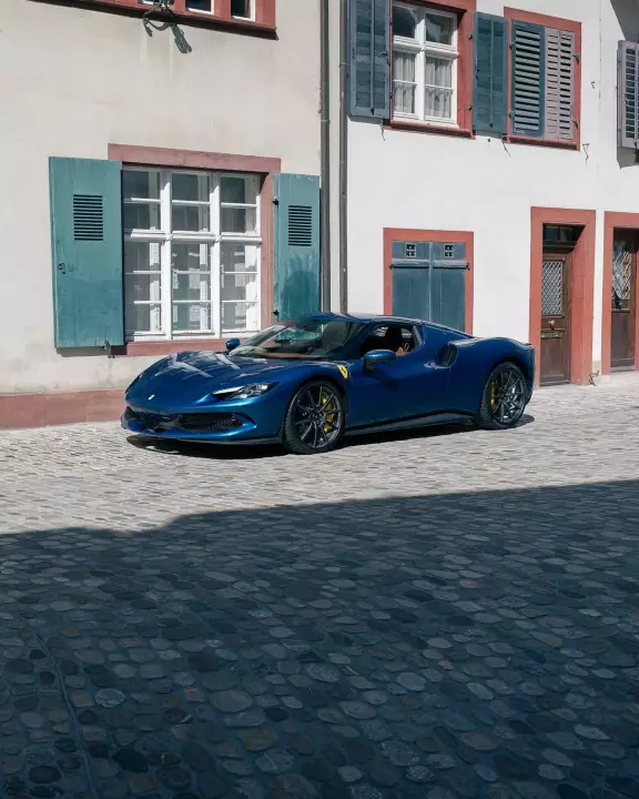 Ferrari 296 GTB painted in Blu Abu Dhabi