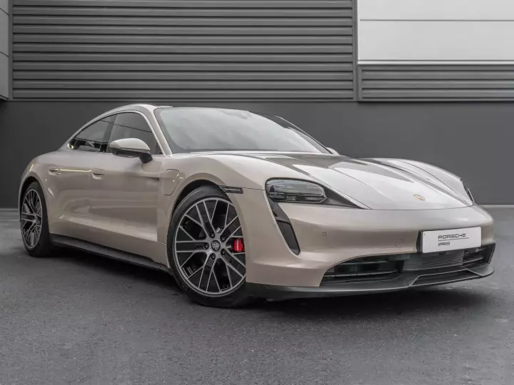 Porsche Taycan painted in Coffee Beige