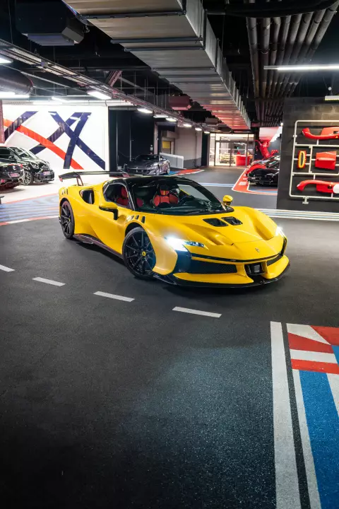 Ferrari SF90 XX Spider painted in Giallo Triplo Strato and Nero DS
