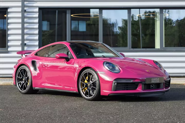 Porsche 911 Turbo S (992.1) painted in Ruby Star Neo