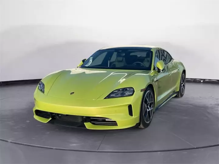 Porsche Taycan painted in Peridot Metallic