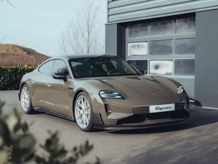 Porsche Taycan Turbo GT painted in Alex Grey