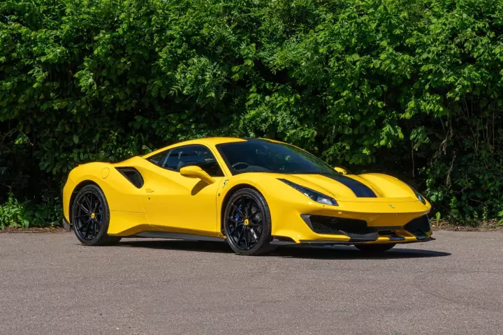 Ferrari 488 Pista painted in Giallo Modena