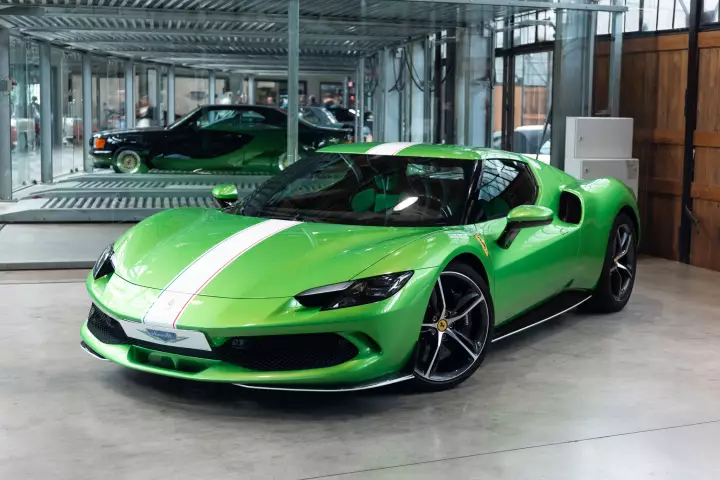 Ferrari 296 GTB painted in Verde Hy Kers Lucido