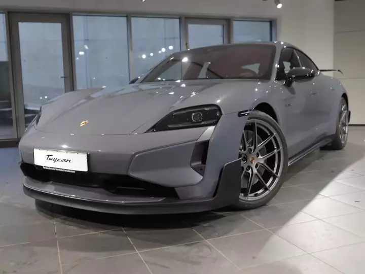 Porsche Taycan Turbo GT painted in Grigio Telesto
