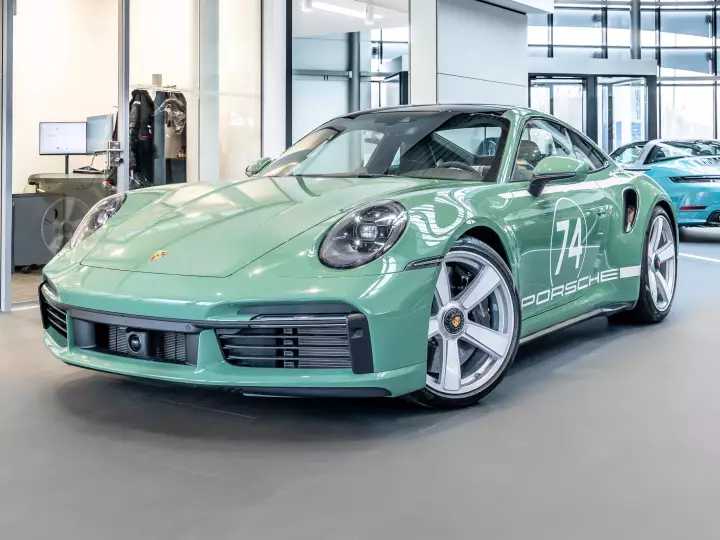 Porsche 911 Turbo 50 Years Edition (992) painted in Auratium Green