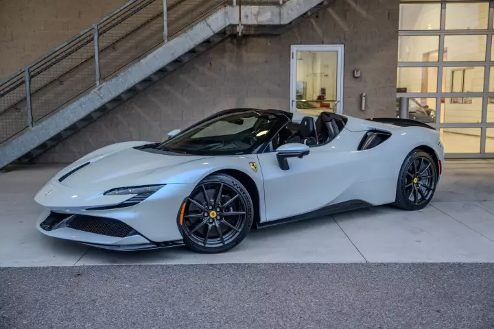 Ferrari SF90 Spider painted in Bianco Onda Marina and Nero DS