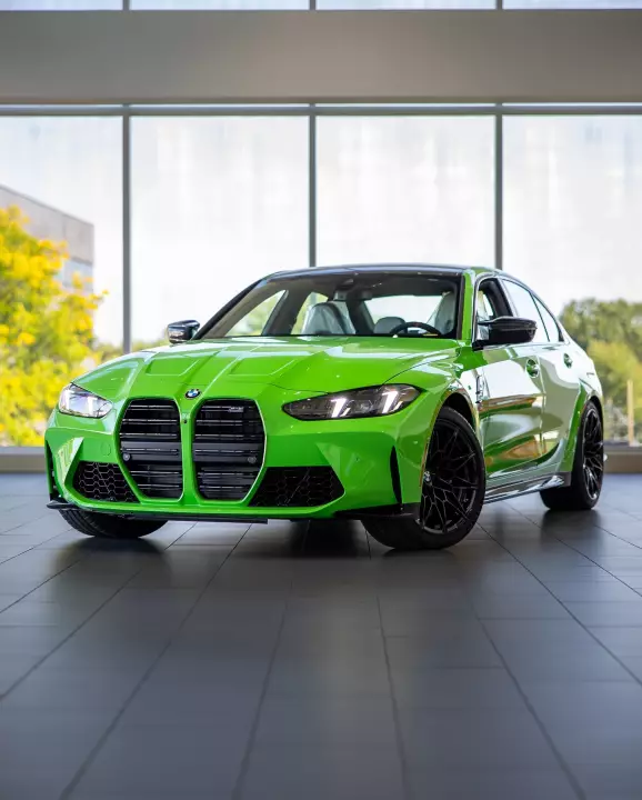 BMW M3 (G80) painted in Verde Mantis
