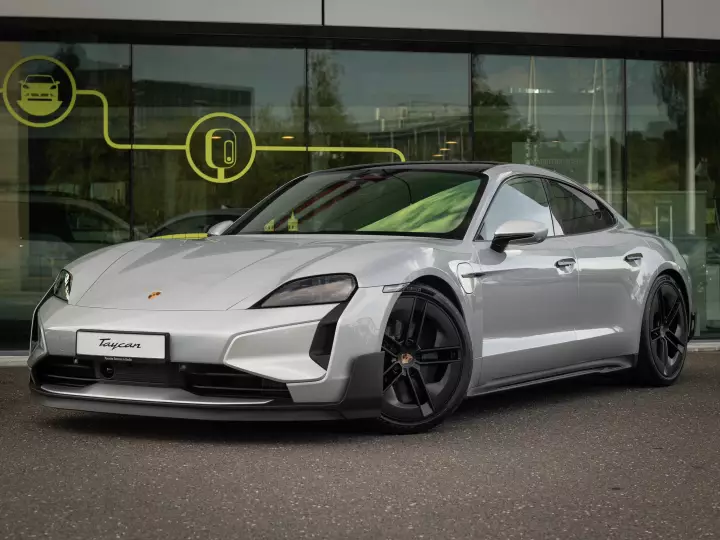 Porsche Taycan Turbo GT painted in Centenaire Silver