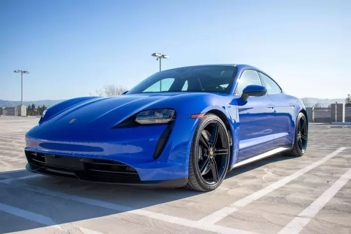 Porsche Taycan painted in Nogaro Blue
