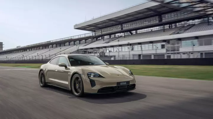 Porsche Taycan GTS Hockenheimring Edition painted in Stone Grey
