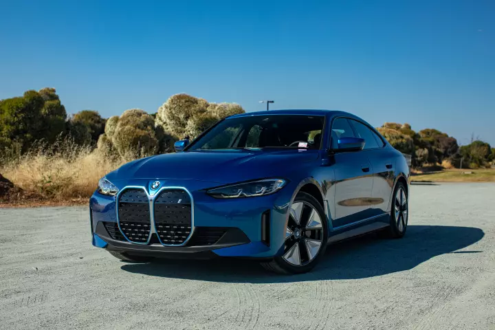 BMW i4 (G26) painted in Sonic Speed Blue