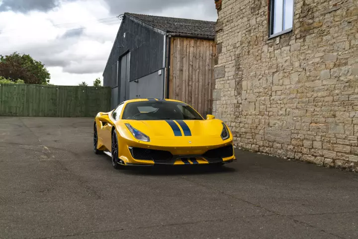 Ferrari 488 Pista painted in Ardilla Amarillo