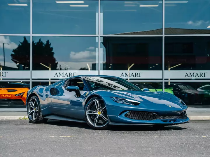 Ferrari 296 GTB painted in Blu Ahrabian