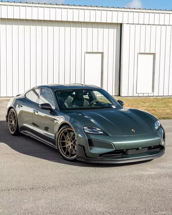 Porsche Taycan Turbo GT painted in Malachite Green Metallic