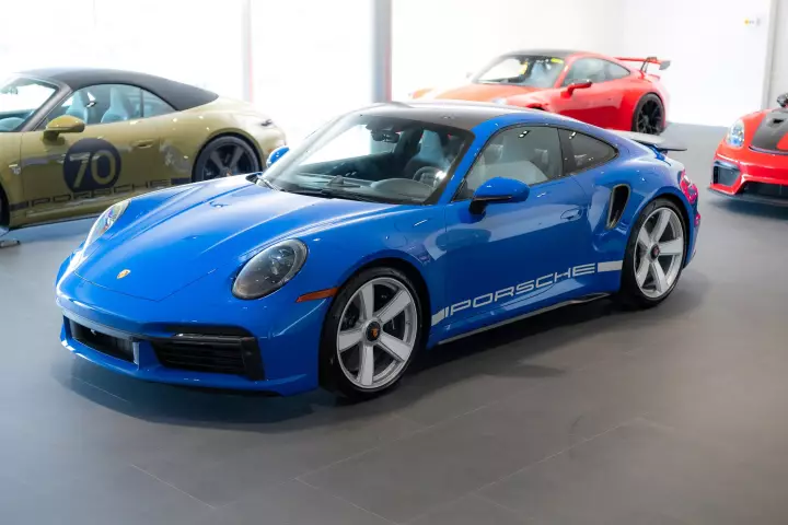 Porsche 911 Turbo 50 Years Edition (992) painted in Club Blue