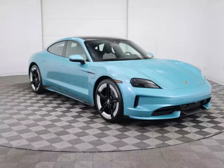 Porsche Taycan painted in Ipanema Blue Metallic