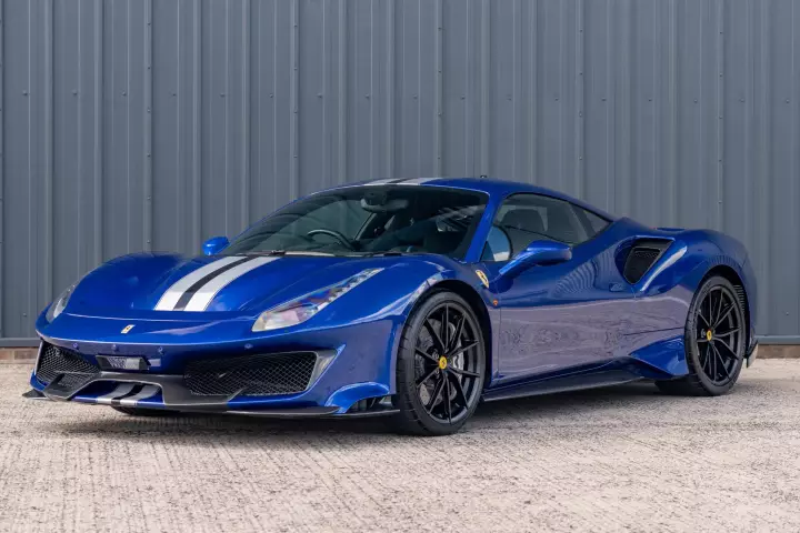Ferrari 488 Pista painted in Blu Elettrico