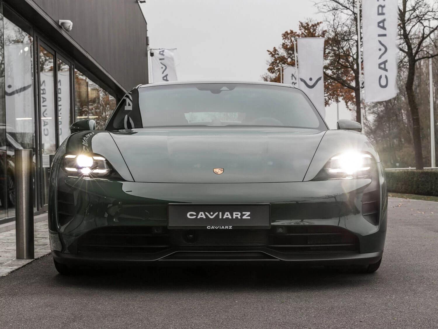 British Racing Green Porsche Taycan
