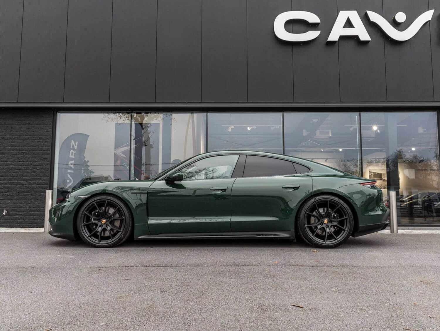 British Racing Green Porsche Taycan
