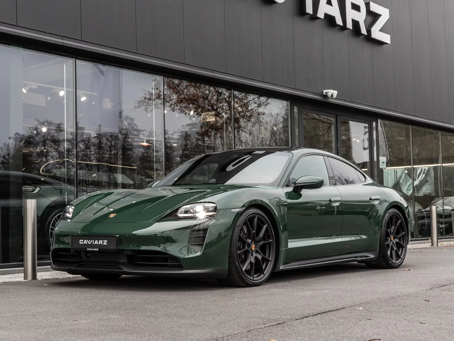British Racing Green Porsche Taycan