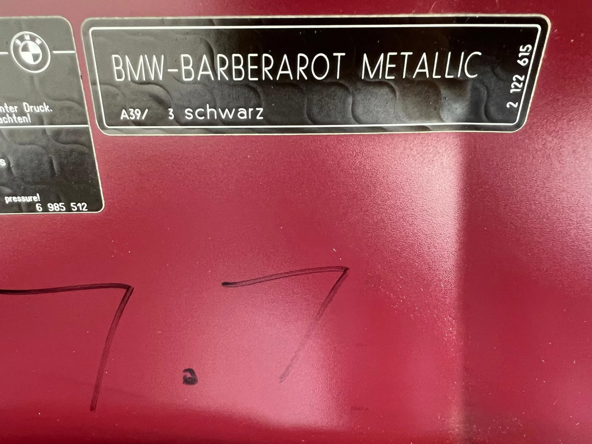 Paint code sticker