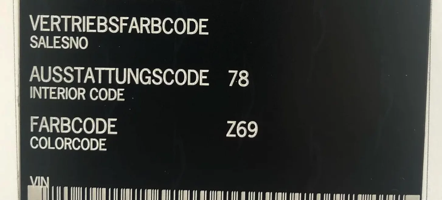 Paint code sticker