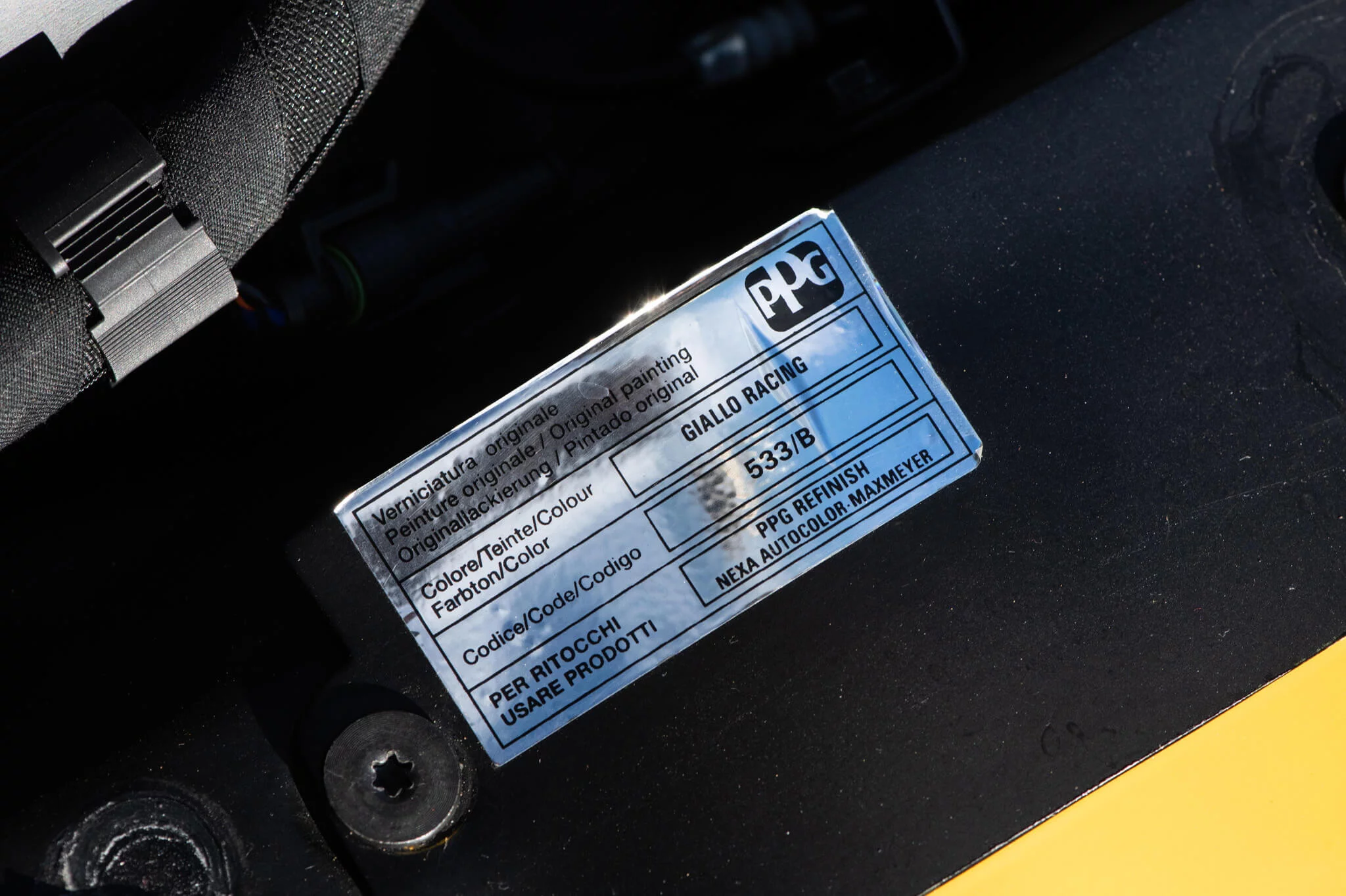 Paint code sticker