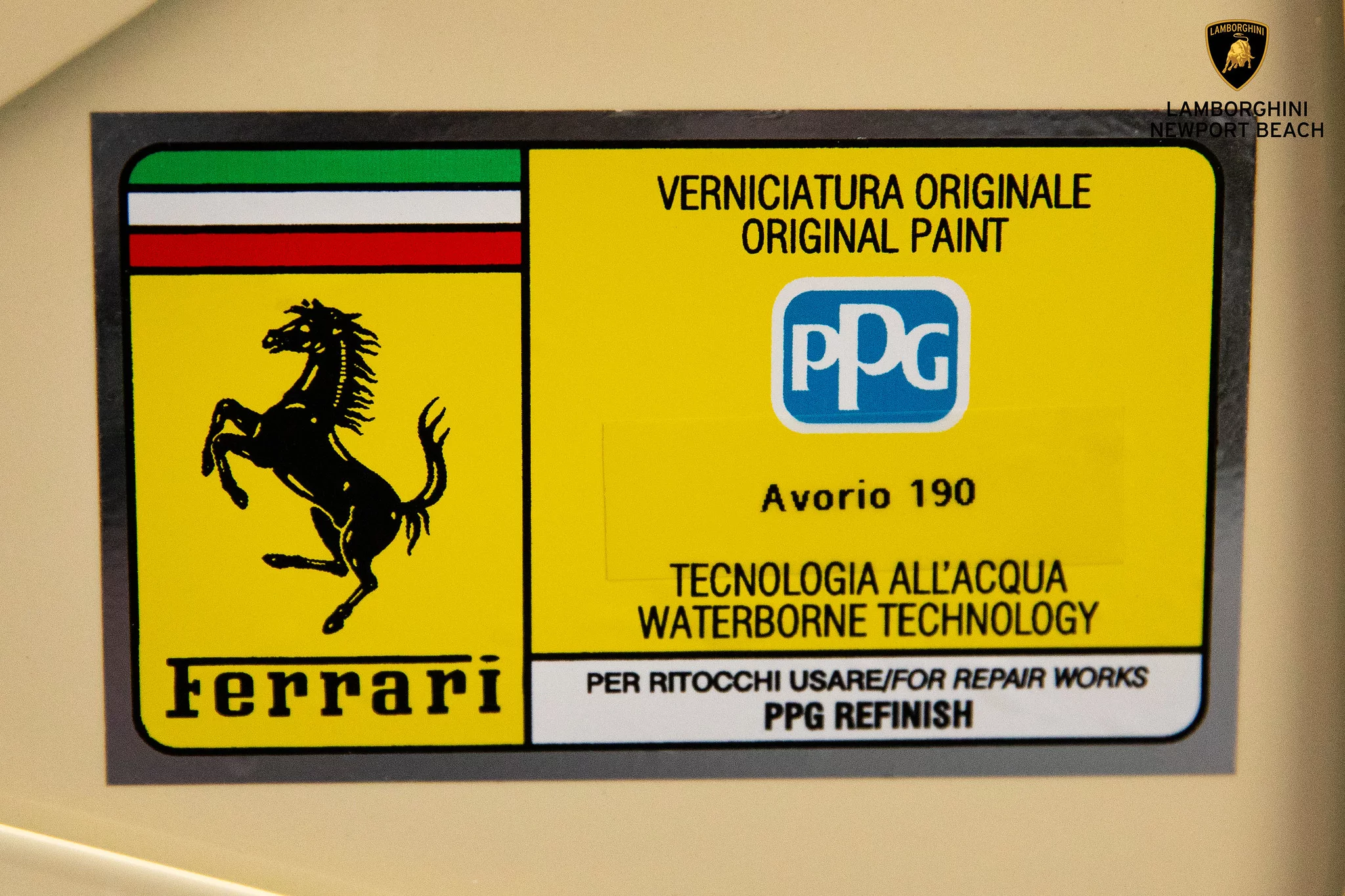 Paint code sticker